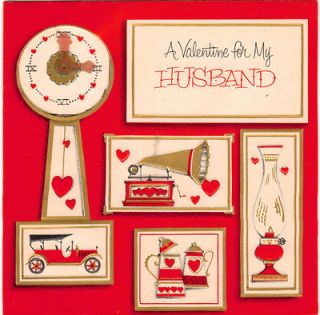 Car Phonograph Vintage Valentine Card HUSBAND RED American Greetings
