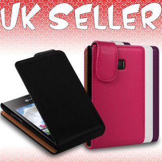 Leather Flip Wallet Case Cover Fits LG Optimus L3 E400 Mobile Phone