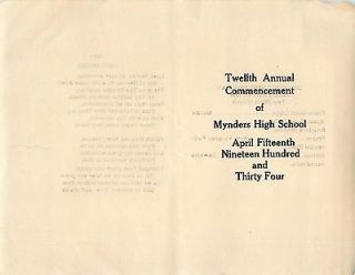 1934 PROGRAM MYNDERS HIGH SCHOOL MAURY COUNTY TENNESSEE COLUMBIA