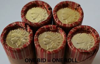UNSEARCHED WHEAT PENNY CENT SHOT GUN ROLL W/ GOLD PLATED INDIAN HEAD