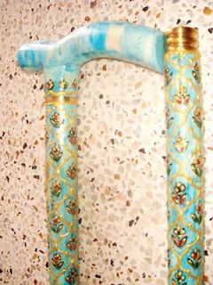 Blue Color Handmade Cane Folding Adjustable Antique Look Solid Cane