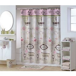 Victorian Powder Room Tub Animal Print Leopard Bath Shower Curtain Rug