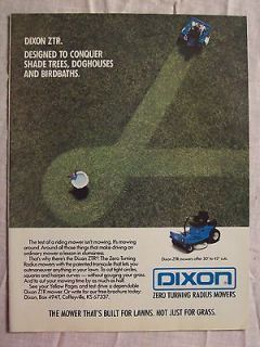Advertisement Page For Dixon ZTR Riding Lawn Mowers Vintage Ad