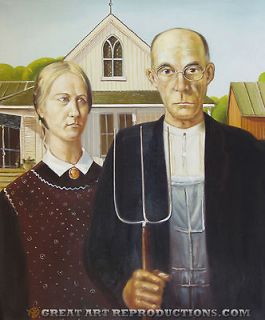 American Gothic by Grant Wood, Reproduction in Oil, 24x20
