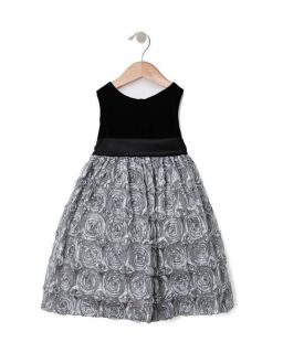AMERICAN PRINCESS (Girls 4 6x) Black/Silver Flower Detail Dress