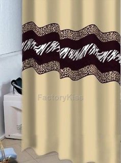 NIB Leopard Zebra Print Waterproof Shower Curtain(12 Free Hooks)180