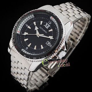Black Steel Dial Luxury Mechanical Automatic Mens Day Date Wrist Watch