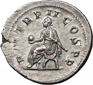 PHILIP I the ARAB seated 245AD Rare Authentic Ancient Silver Roman
