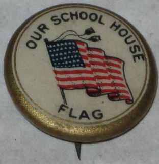 1900s Our School House Flag Pin by Whitehead & Hoag Co Approx 1/2
