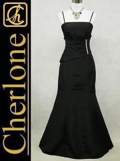 Cherlone Plus Size Satin Black Ball Gown Wedding/Evenin g Bridesmaid