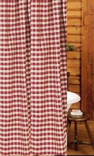 Heritage House Check Shower Curtain Barn Red & Tan RUSTIC Country
