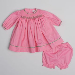 Petit Ami Newborn Girls Pink Trim Detail Dress