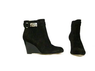 Coach Black Wedge Ankle Suede Boots Size 7.5, 8, 9 NWB
