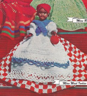 Vintage Crochet PATTERN 8 inch Doll Clothes Dress Apron Turban West