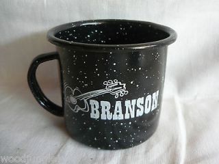 Vintage BRANSON GUITARS Missouri Speckled black enamel coffee cup mug