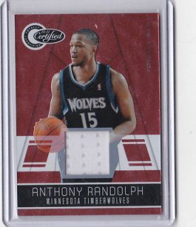ANTHONY RANDOLPH 2011 TOTALLY CERTIFIED TOTALLY RED JERSEY CARD #117