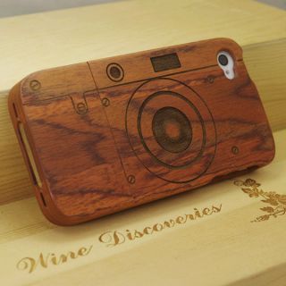 Natural Bamboo Wood Wooden Camera Carved Handmade Case Cover for