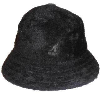 Casual Bucket Hat Black Med XL Angora Contrast Button Unlined NWT