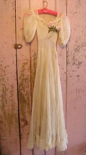 Antique Wedding Dress Tambour or Normandy Lace Netting Chic