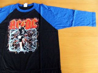 AC/DC Concert Tee Shirt Two Tone Half Sleeves Blue on Black Large NEW