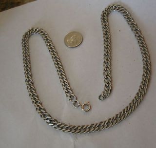 ART DECO ERA VINTAGE STERLING SILVER HEAVY CHAIN NECKLACE for WOMAN or