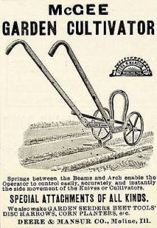 1899 Ad McGee Garden Cultivator Deere Mansur Seeder Tool Moline