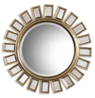 Antique Gold Outer Tile Bold Round Wall Mirror