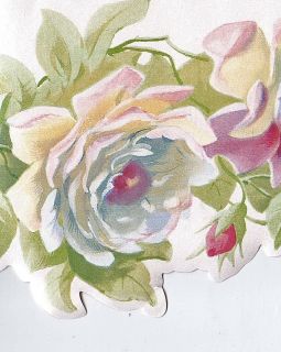 Soft Satin Rose Flowers on White Pink Blue Sale $6 Wallpaper