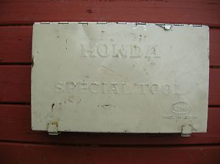 Honda Kowa Tool box w/ lot of vintage motorcycle tools HM RK & more