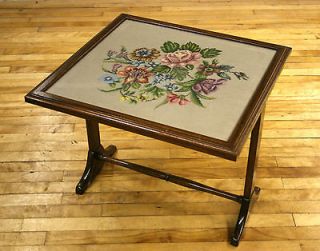 Needlework Firescreen Table Mahogany Tapestry Stand