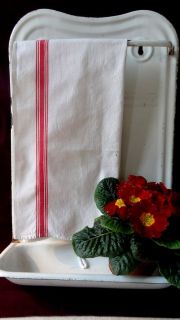 Utensil Rack + Towel Vintage French Enamelware Graniteware Hanging