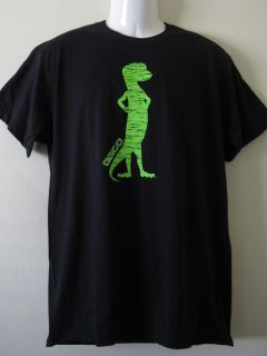 Geico Insurance BLACK Short Sleeve Shirt Bright Green Lizard Mens