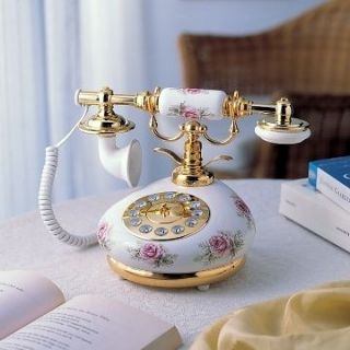 Eagle 9006 Pink Rose Corded Antique Porcelain French Telephone Phone