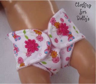 BABY DOLLS CLOTHES BUTTERFLY PRINT NAPPY DIAPER OUTFIT FIT ANNABELL