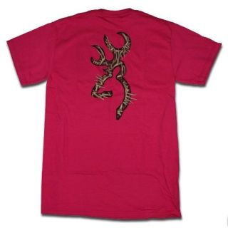Dark Pink Browning Antlers Buckmark T Shirts   Logo Pattern Antlers