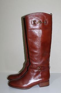 Tory Burch Brown Leather Logo low Heel Nadine Riding Boot Shoe sz 7.5