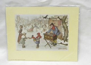 Vintage Anton Pieck ICE SKATING II Printed by Donald Art Co Holland