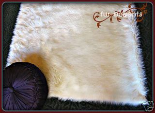 WHITE BEAR SKIN ACCENT RUG SHEEPKIN MINK WOLF fake fur area throw rugs