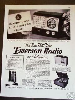 1945 Emerson post war Radio TV Record Player vintage ad