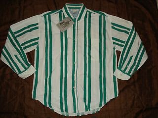ASH CREEK men shirt size L color green white stripe made in sri lanka