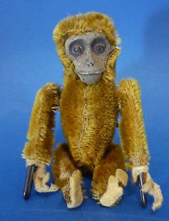 Jointed Wind up Monkey Mohair and Tin for repair Antique Vintage