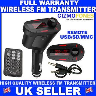 CAR FM RADIO TRANSMITTER MUSIC +REMOTE FOR IPOD TOUCH 4G 4TH GEN SD