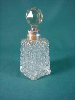 ANTIQUE Crystal Glass and Sterling Silver Perfume Bottle1909 FOR