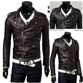 2012 New Men/Boys SlimFit Motorcycle PU Leather Casual Jacket Black