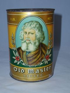 VINTAGE OLD MASTER COFFEE TIN CAN ADVERTISING 744 S