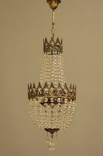 EMPIRE PURSE CRYSTAL CHANDELIER AGED BRASS ANTIQUE STYLE LAMP LIGHTING