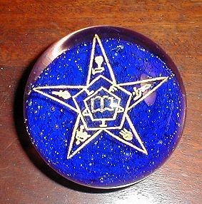 Unique Vintage J Gentile Paperweight Star w/trade Design Cobalt Blue