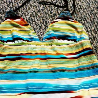Sand n Sun stripped blue/brown swim top