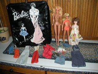 VINTAGE BARBIE DOLL CASE AND LOT 1962 antique toys W/CLOTHES SKIPPER