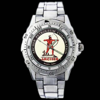 Archer Petroleum Logo Classic Gas Metal Wristwatch Watch